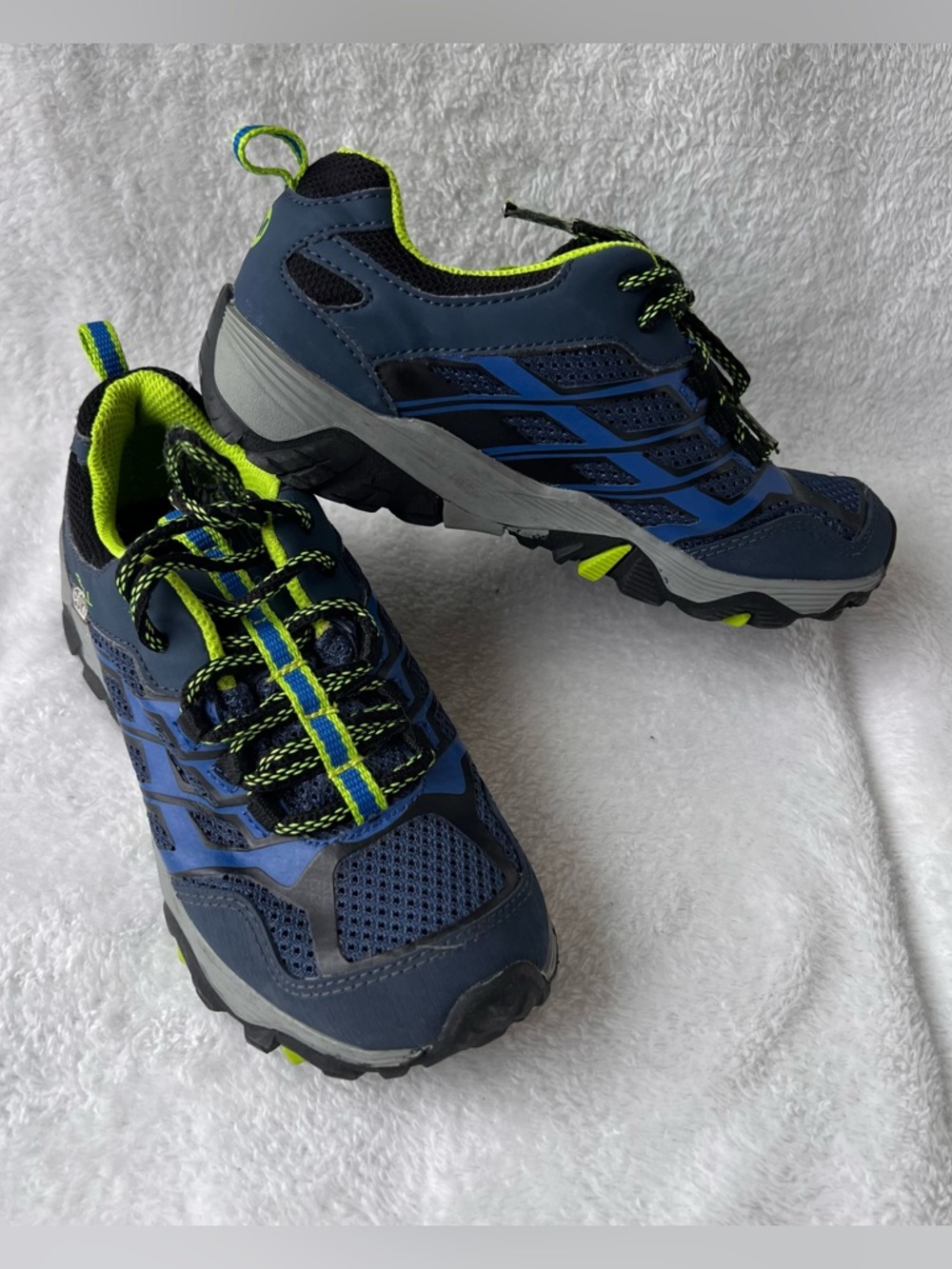 Merrell Blue & Lime Green Lace Up Running Shoes - Size 1.5W Youth